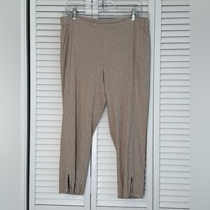 J. Jill Linen Blend Pants Beige Stretch Pull-On Flat Front Cropped Vents Size M